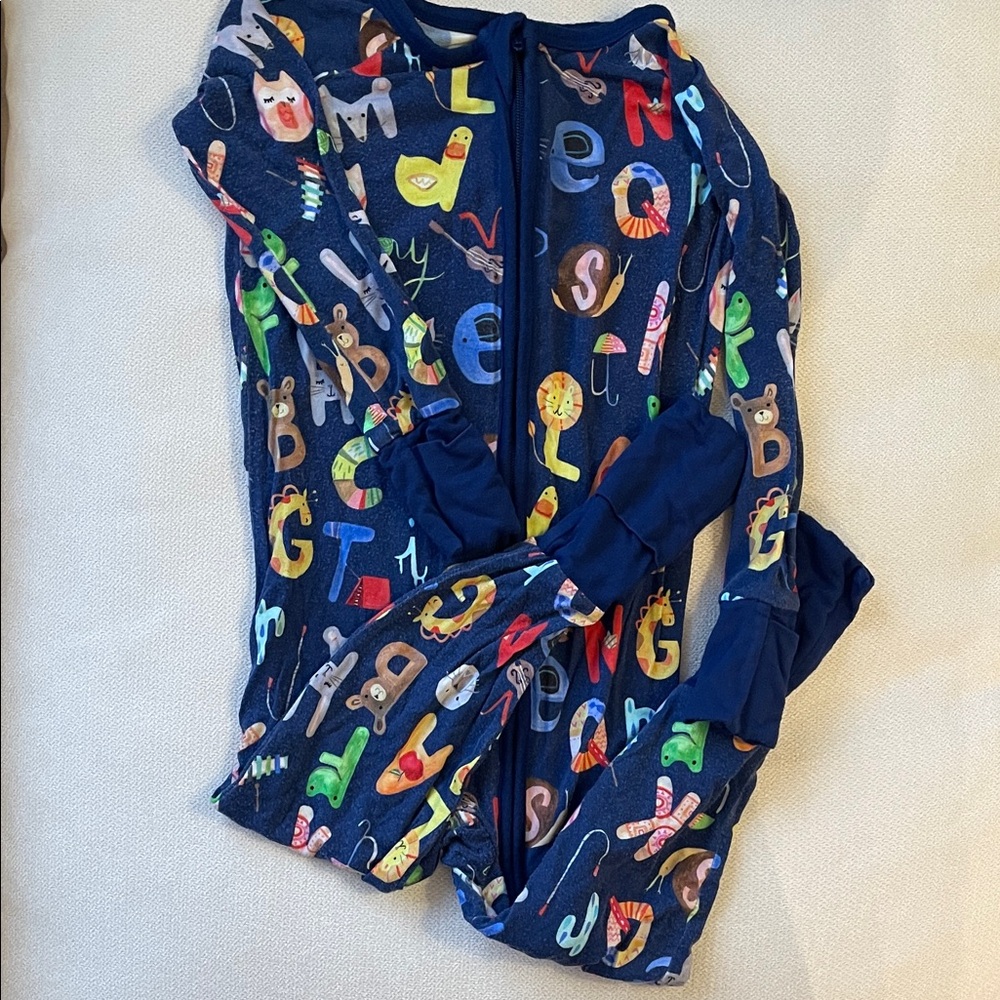 Little Sleepies Alphabet Print Footies - Blue and Multicolor